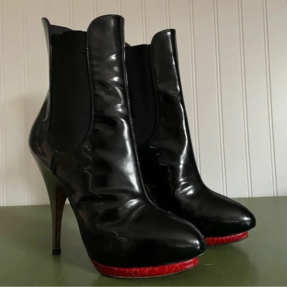 Giuseppe Zanotti Hidden Platform Stilettos in Black Patent Leather w Red *Italy* - Picture 2 of 16